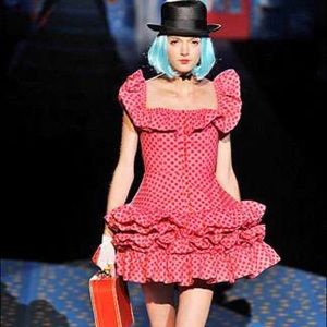❤ Rare Betsey Johnson polka dot ruffle dress